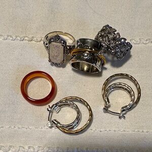 Silver and Gold Hoop Earrings Set